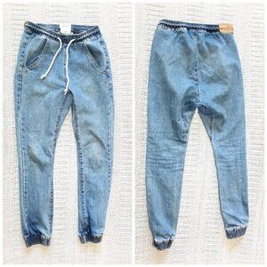 One by One Teaspoon Denim Jogger Pants Size XS Elastic Waist Jeans Cotton Y2K